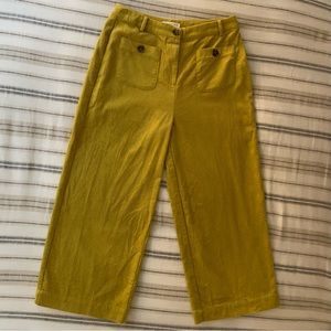 BLU PEPPER Wide Legged Corduroy Cropped Pants in Yellow